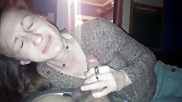 Shy stepmom sucks her sons cock