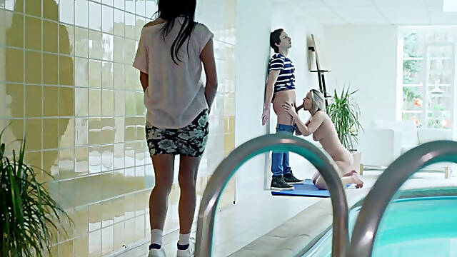 Hot stepmom Samantha Jolie gets fucked hard by a teen in threesome