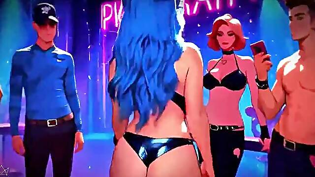 Goth Blue Hair Big Tits Ass Slut Blowjob and Fuck Night Club (100% AI Generated)