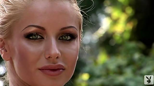 Eva Cifrov the hot blonde Slovakian girl poses naked in the courtyard