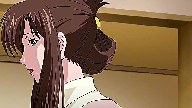 Manga brunette hair bound up and banged by pervs