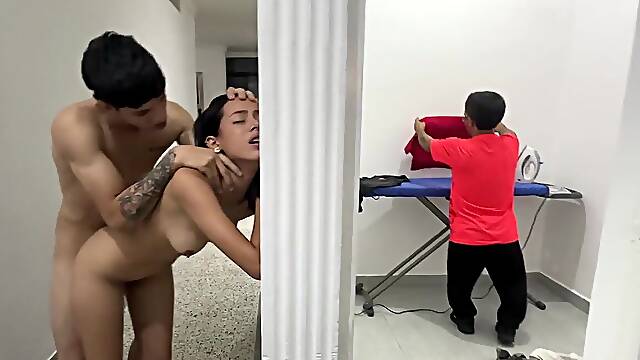 Midget Stepdad Irons Raiment During the time that His Nasty Hawt Stepsons Bang Hard Behind His Back. in the End It Catches Us!!