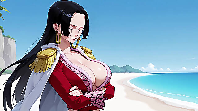 Boa Hancock gets fucked in her pussy and ass on a deserted island! Uncensored One Piece Hentai