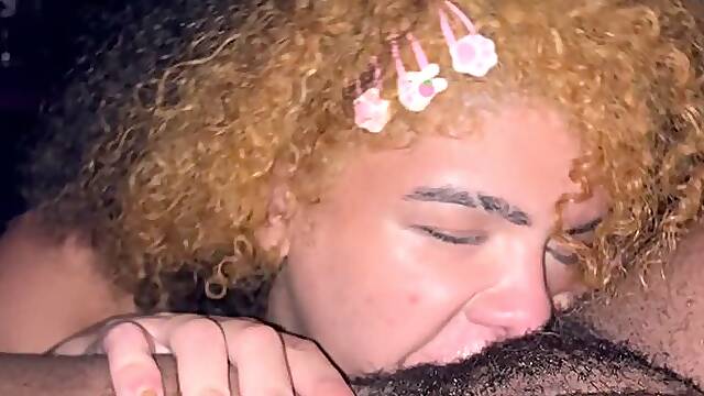 My trans girlfriend gave me a blowjob and made me cum hard, I returned the favor by sucking her dick.