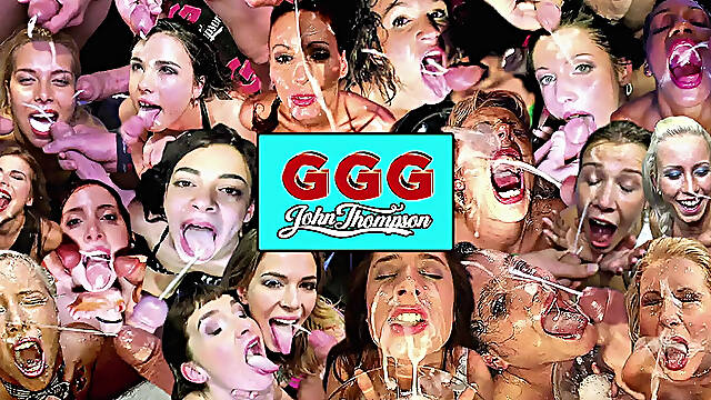 Sexy Brunette Loves Taking Giant Dicks in Her Horny Pussies and Swallows Cum Gangbang