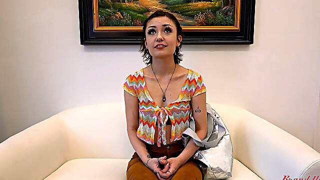 Wendy Inked Brunette Coed Audition Toys Rimjob and Greedy Swallow!
